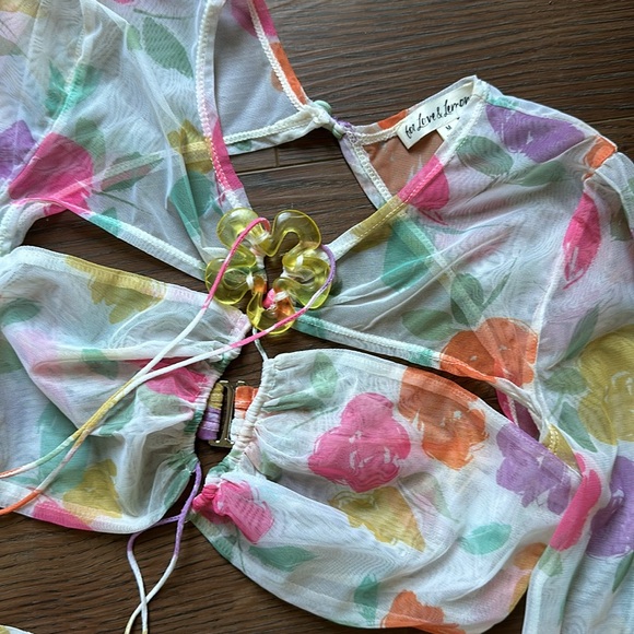 For Love and Lemons Floral Mesh Mini Dress or Coverup M - Picture 5 of 12